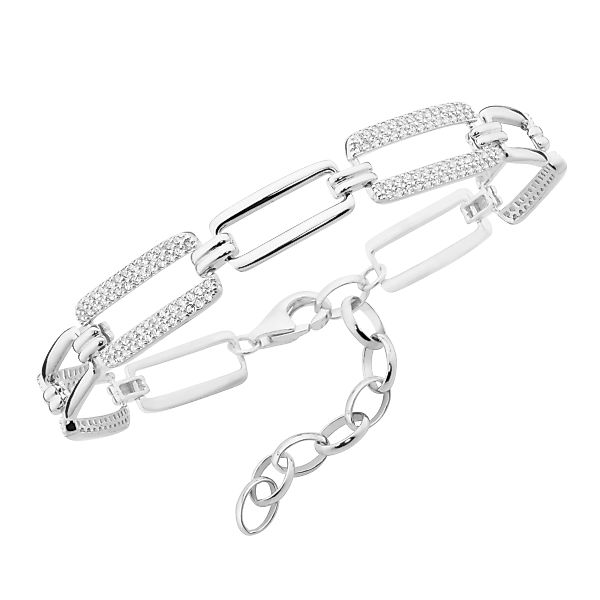 Smart Jewel Armband "rechteckige Glieder, Zirkonia Steine, Silber 925" günstig online kaufen