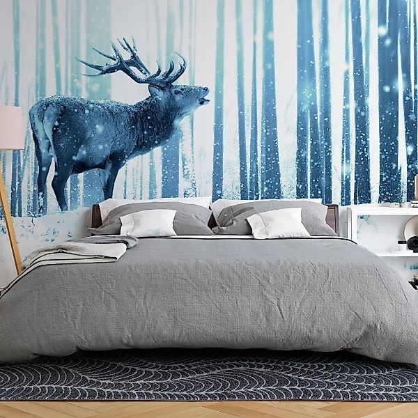 Fototapete - Deer In The Snow (blue) günstig online kaufen