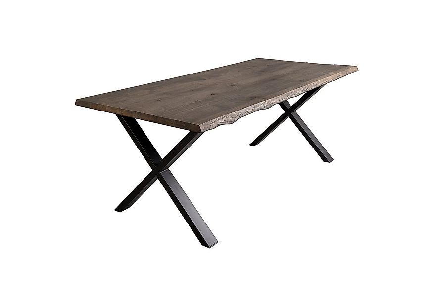 riess-ambiente Baumkantentisch WILD OAK 160cm smoked finish / schwarz · Ess günstig online kaufen