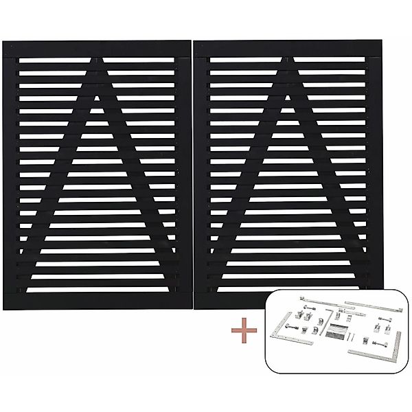 Doppeltor Tokyo Nadelholz Schwarz 200 cm x 140 cm günstig online kaufen