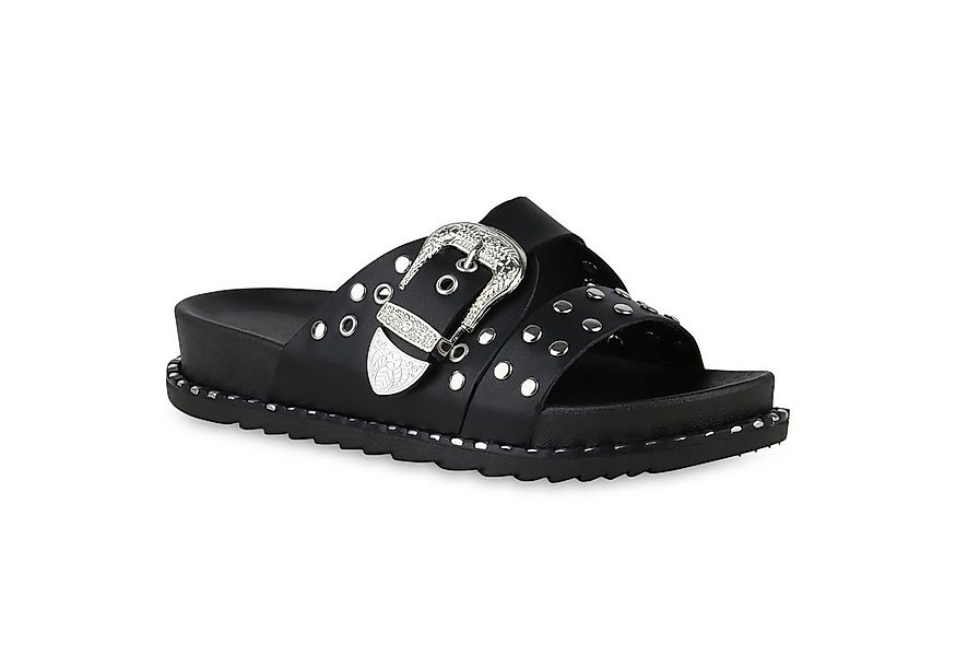 VAN HILL 840995 Pantolette Damen Pantoletten Sandalen Nieten Schnallen Prof günstig online kaufen