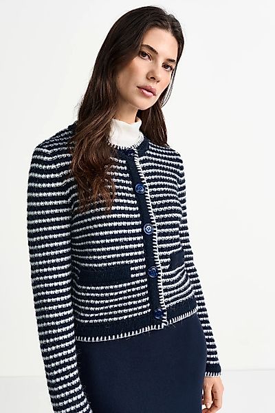 RICHROYAL Strickjacke gestreift, Rundhals, maritimer Look günstig online kaufen