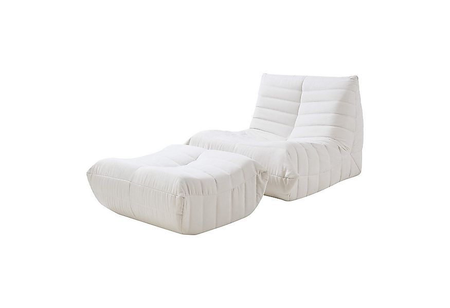 en.casa Sessel, »Kodsø« Bodensessel mit Hocker 75 x 90 x 100 cm Mikrofaser günstig online kaufen