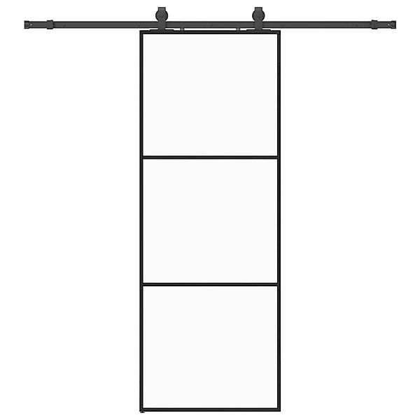 vidaXL Schiebetür mit Beschlag Schwarz 76x205 cm ESG-Glas 3375841 günstig online kaufen