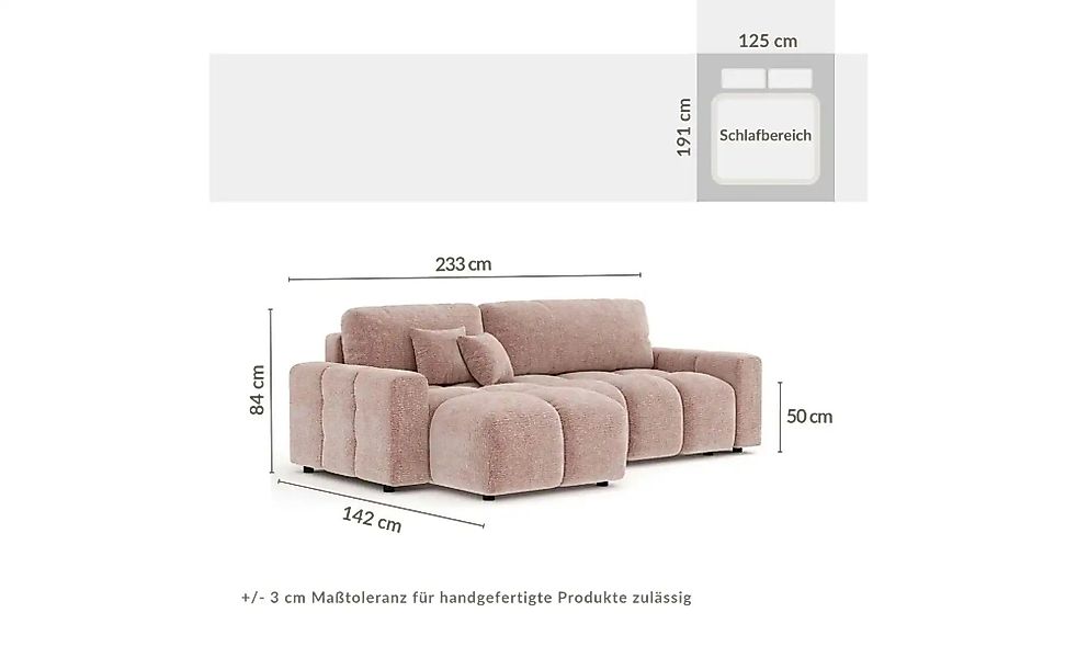 Ecksofa   ¦ rosa/pink ¦ Maße (cm): B: 233 H: 84 Polstermöbel > Sofas > Ecks günstig online kaufen
