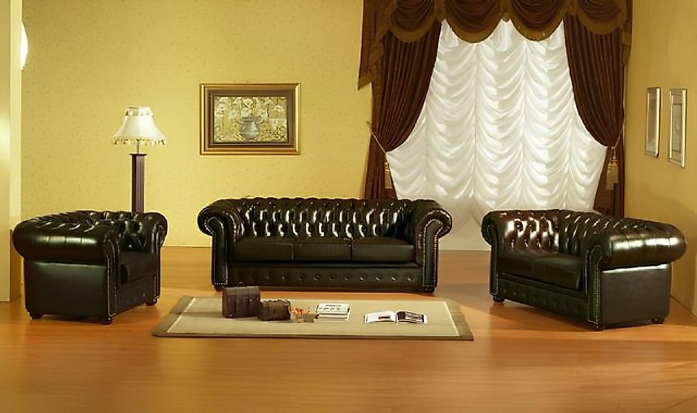 Xlmoebel Sofa Chesterfield Sofagarnitur aus Leder mit 3-Sitzer, 2-Sitzer un günstig online kaufen