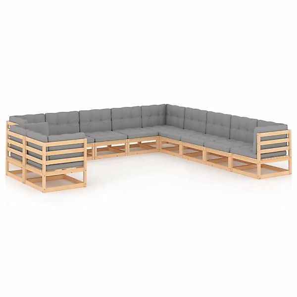 11-tlg. Garten-lounge-set Mit Kissen Kiefer Massivholz günstig online kaufen