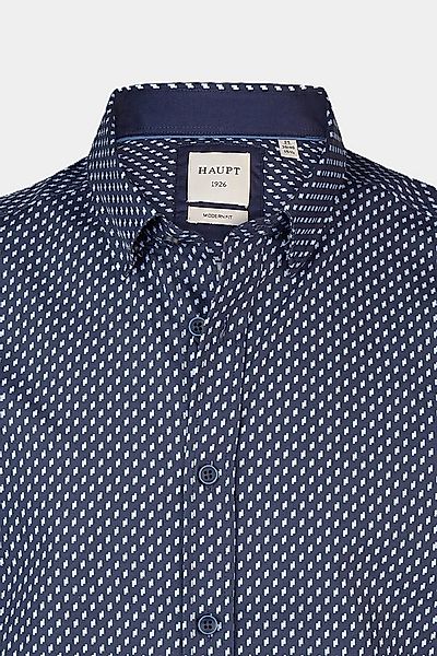 Haupt Langarmhemd Modern Fit Langarm Popeline-Herrenhemd Alloverprint Navy günstig online kaufen