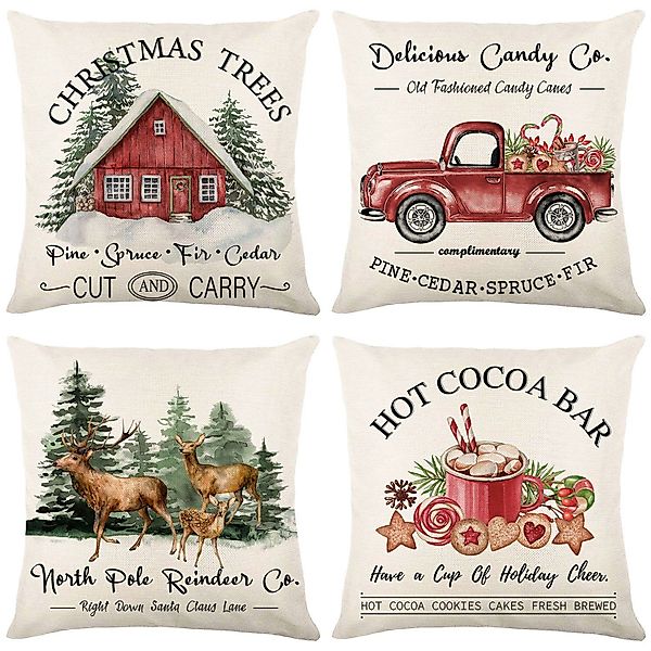 BYSURE Kissenbezüge, (4 Stück), Weihnachten, Dekokissenhülle günstig online kaufen