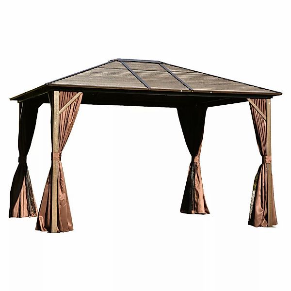 Outsunny Gartenpavillon braun Metall B/H/L: ca. 365x262x300 cm günstig online kaufen