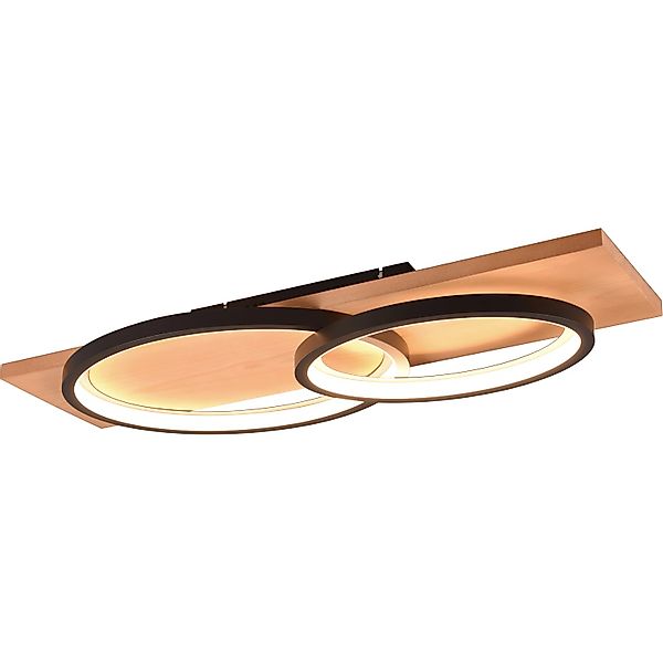 TRIO Leuchten LED Deckenleuchte »BARCA, dimmbare Deckenlampe aus Holz & Met günstig online kaufen