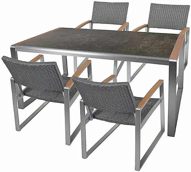 Garden Pleasure Garten-Essgruppe »AVERNA« 5 Stk. tlg. mit robustem Glastisc günstig online kaufen