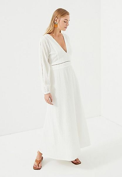 Just Like You Maxikleid Weißes Maxikleid mit V-Ausschnitt und Ballonärmeln günstig online kaufen