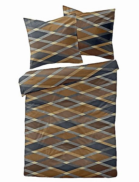 Dormisette Bettwäsche 135x200cm Raute Linien Braun Grau, Biber, 2 teilig, E günstig online kaufen