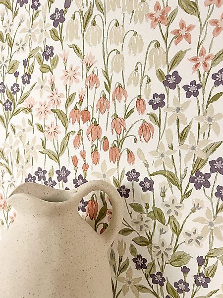 Newroom Vliestapete, Weiß Tapete Floral Blumen günstig online kaufen