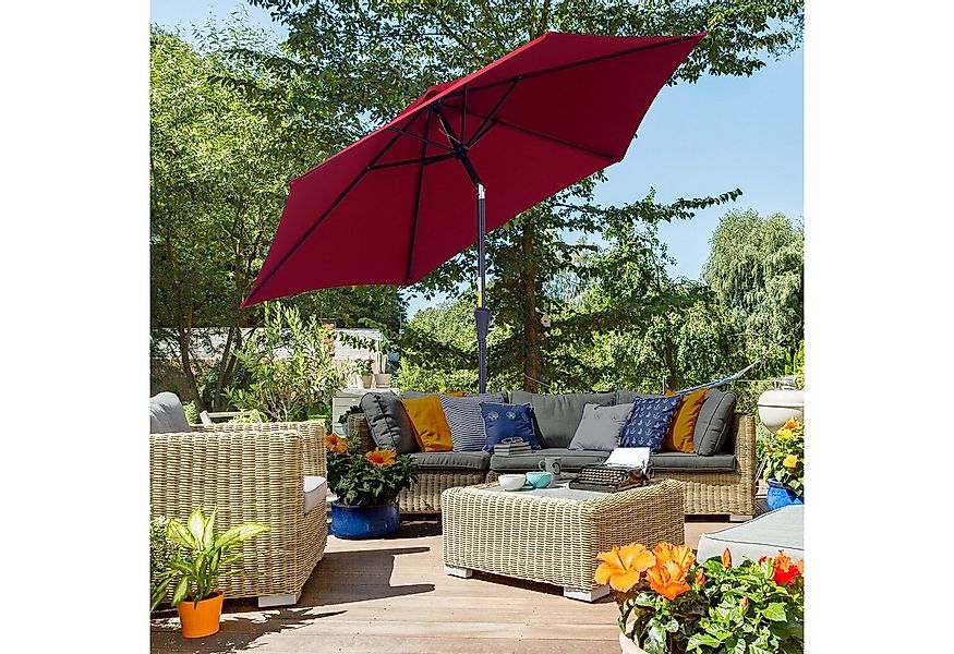 Outsunny Sonnenschirm Marktschirm mit Handkurbel, aus Alu 180/ Polyester, L günstig online kaufen