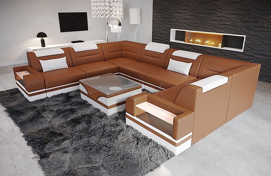 Sofa Dreams Wohnlandschaft Leder Designer Sofa Trivento U Form Ledersofa, C günstig online kaufen