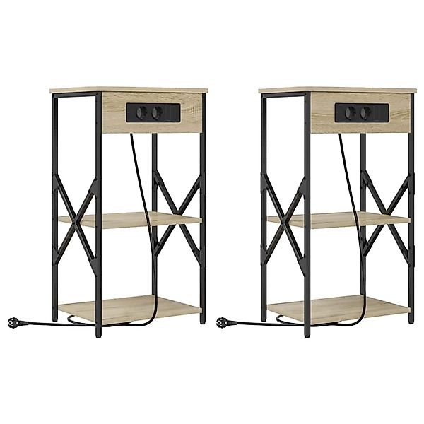 vidaXL Nachttisch 2 Stk Sonoma-Eiche 41 x 31 x 76 cm Holzwerkstoff 859528 günstig online kaufen