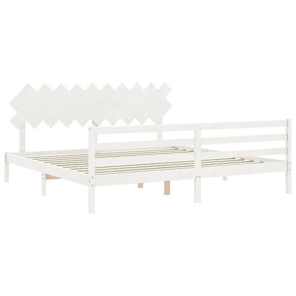 vidaXL Massivholzbett mit Kopfteil Weiß 200x200 cm 3195307 günstig online kaufen