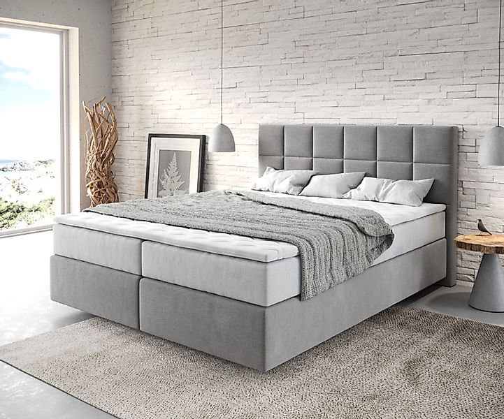 DELIFE Boxspringbett Dream-Fine, Mikrofaser Grau 160x200 günstig online kaufen