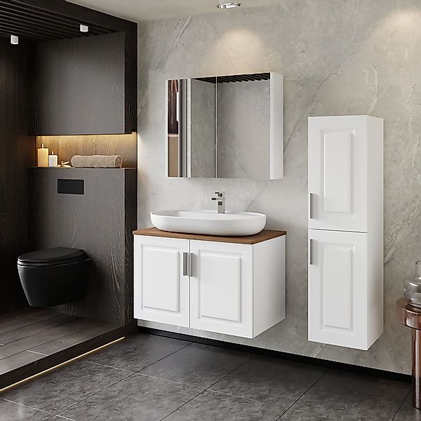 Karen Badmöbel-Set Badmöbel Set Arin Weiß Konsole, (4-St., Unterschrank mit günstig online kaufen