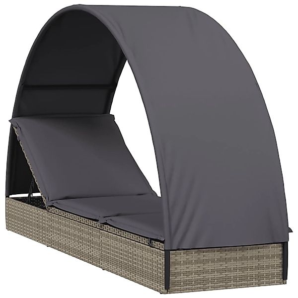 vidaXL Gartenliege Sonnenliege mit Runddach Grau günstig online kaufen