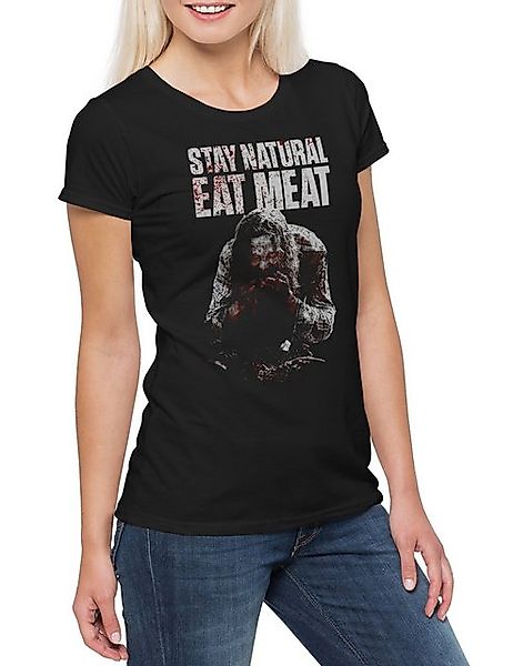 Urban Backwoods Print-Shirt Stay Natural Eat Meat Damen T-Shirt Bloody Blut günstig online kaufen