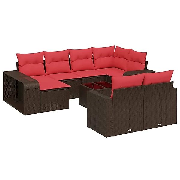 vidaXL 11-Tlg Gartensofa-Set mit Kissen Braun Polyrattan 3228914 günstig online kaufen