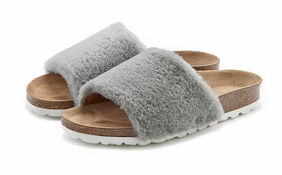 LASCANA Hausschuh "Pantolette," Mule, Sandale, offener Schuh, Korkfußbett, günstig online kaufen