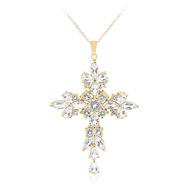 Cavill Silberkette Cavill 10,84 ct weißer Topas, vergoldeter Kreuzanhänger, günstig online kaufen