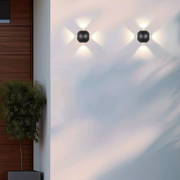 LED-Außenwandleuchte Avisio, schwarz, 4-flammig, halbrund günstig online kaufen