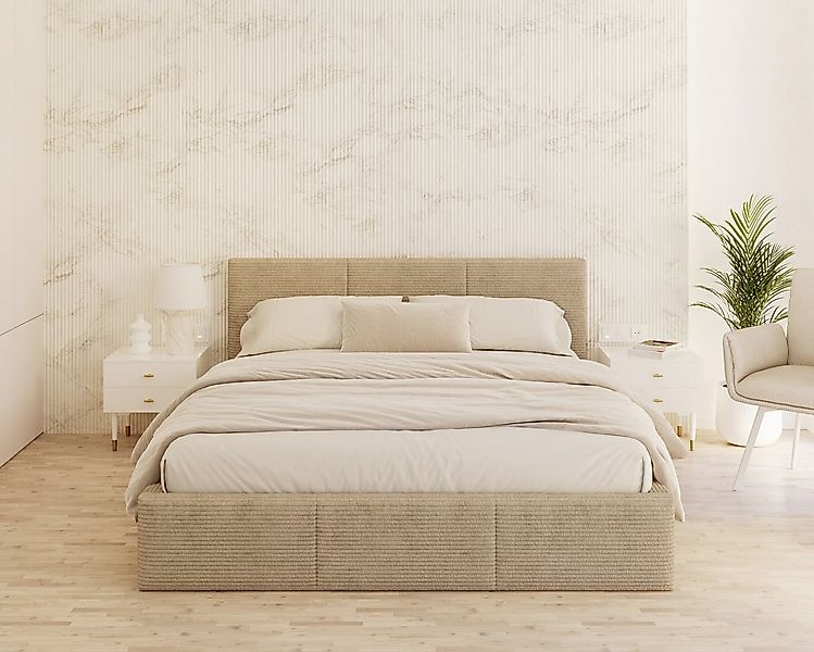 thematys Polsterbett mit Bettkasten & Lattenrost – Stauraumbett Cord 90x200 günstig online kaufen