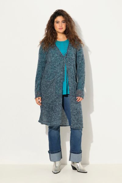 Ulla Popken Strickjacke Long-Strickjacke Bindeband V-Ausschnitt günstig online kaufen