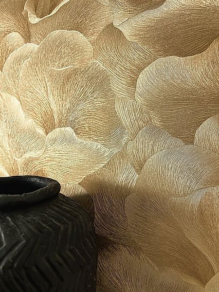 Newroom Vliestapete Diarra Gold Tapete Mustertapete Blumen, Grafik, struktu günstig online kaufen