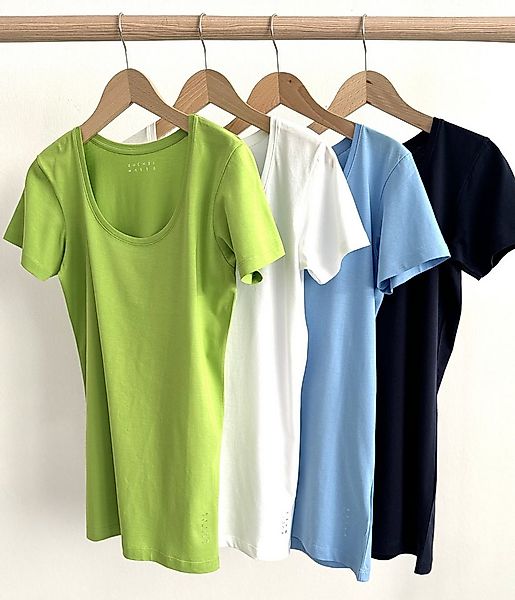 Zuckerwatte T-Shirt Halbarm mit Rundhalsausschnitt, aus feiner Pima Baumwol günstig online kaufen