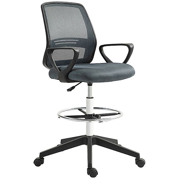 Vinsetto Bürostuhl Netzgewebe ABS-Kunststoff L68 x T66 x H100-120 cm Grau günstig online kaufen