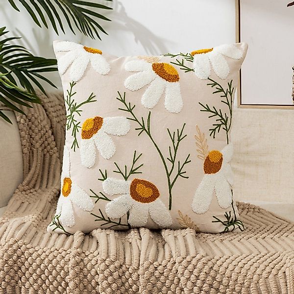 BYSURE Kissenbezüge Bestickte Blumen Kissenhülle 45x45cm, günstig online kaufen