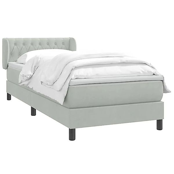 vidaXL Boxspringbett mit Matratze Hellgrau 90x210 cm Samt 3317763 günstig online kaufen