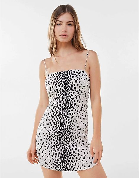 Bershka – Camisole-Kleid mit Tiermuster in Schwarz-Weiß-Mehrfarbig günstig online kaufen