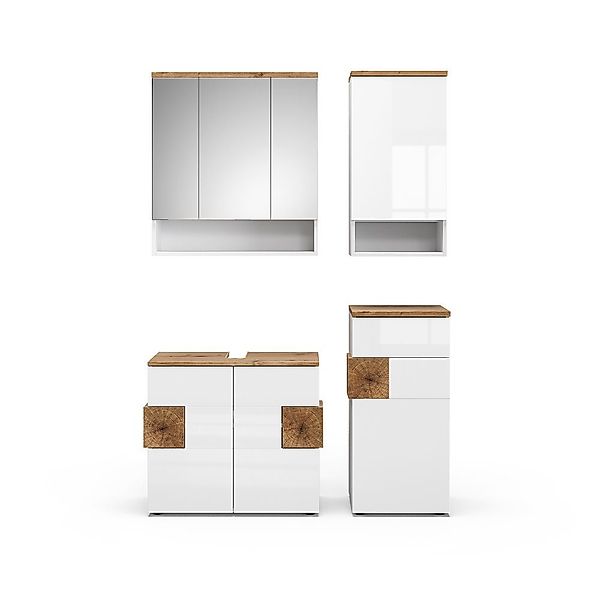 Vicco Badmöbel-Set Eden, Weiß Hochglanz/Artisan-Eiche, 4 günstig online kaufen