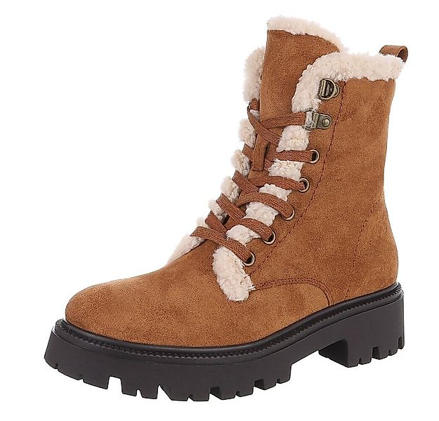Ital-Design Bequeme Damen Stiefel mit Futter und robuster Sohle Schnürstief günstig online kaufen