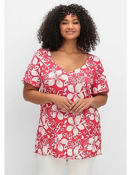 sheego by Joe Browns T-Shirt Große Größen mit Blumendruck und V-Ausschnitt günstig online kaufen