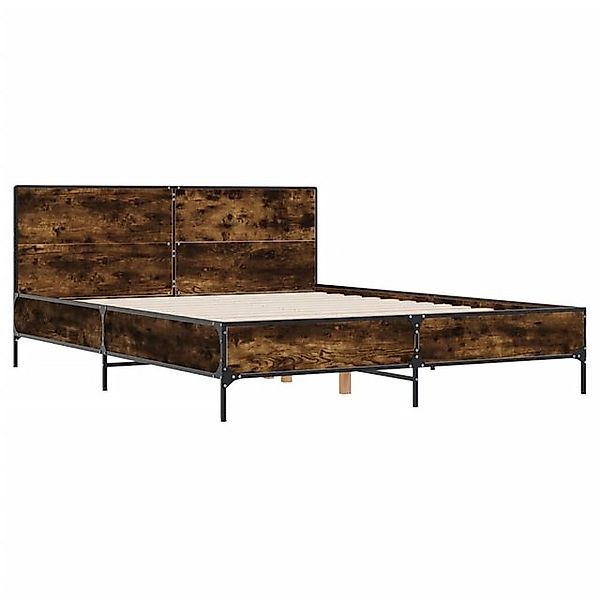 vidaXL Bett Bettgestell Räuchereiche 160x200 cm Holzwerkstoff und Metall günstig online kaufen