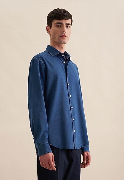 seidenstickerJeanshemd, Regular Kentkragen Denim günstig online kaufen