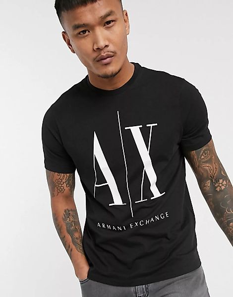 Armani Exchange – Icon AX – T-Shirt mit großem Logo in Schwarz günstig online kaufen