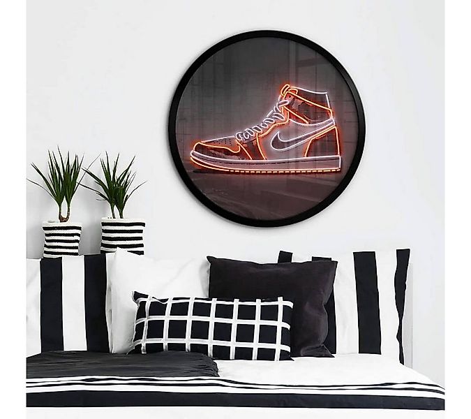 K&L Wall Art Poster Wandbild Mielu - Sneaker, rund, Beton-Optik Neon Fashio günstig online kaufen