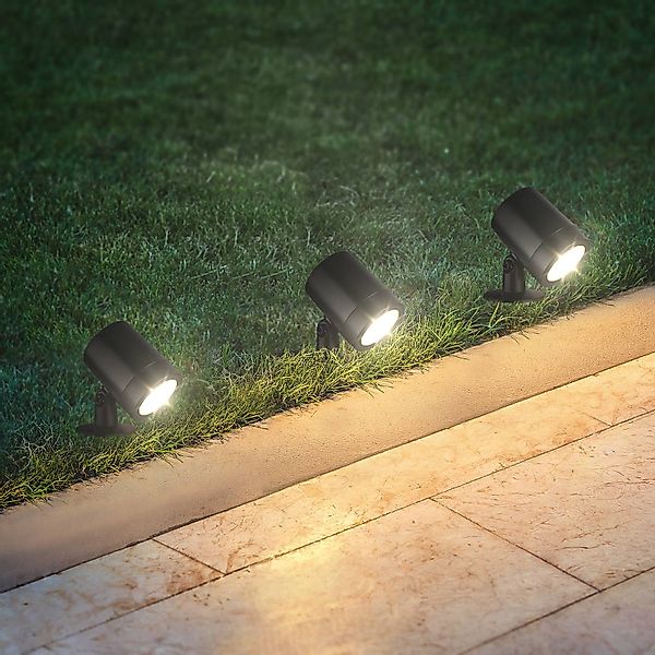 Brilo LED Gartenspieß-Set Ples IP54 Staub- Spritzschutz Schwenkbar Schwarz günstig online kaufen