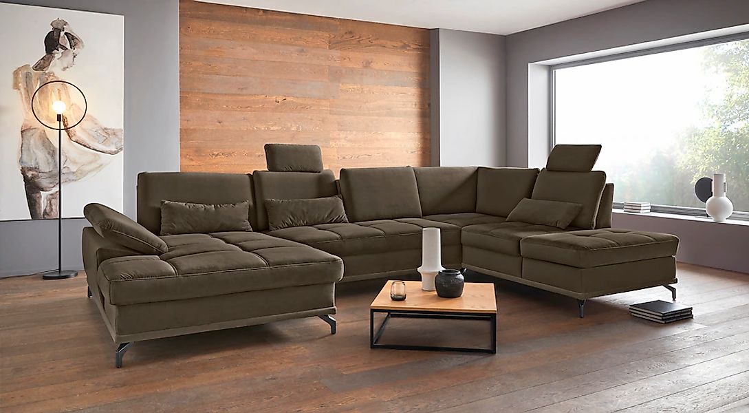PLACES OF STYLE Wohnlandschaft "Costello U-Form, B: 363 cm mit Sitztiefen-, günstig online kaufen