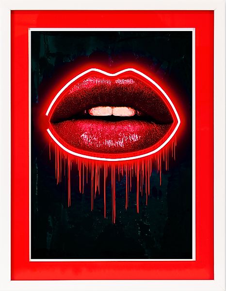 queence Bild mit Rahmen »Lippen, Neon, Neonlicht«, Erotische Bilder-Kiss-Ku günstig online kaufen