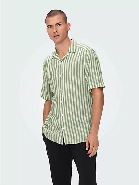 ONLY & SONS Kurzarmhemd Gestreiftes Kurzarm Hemd ONSWAYNE 5011 in Grün günstig online kaufen